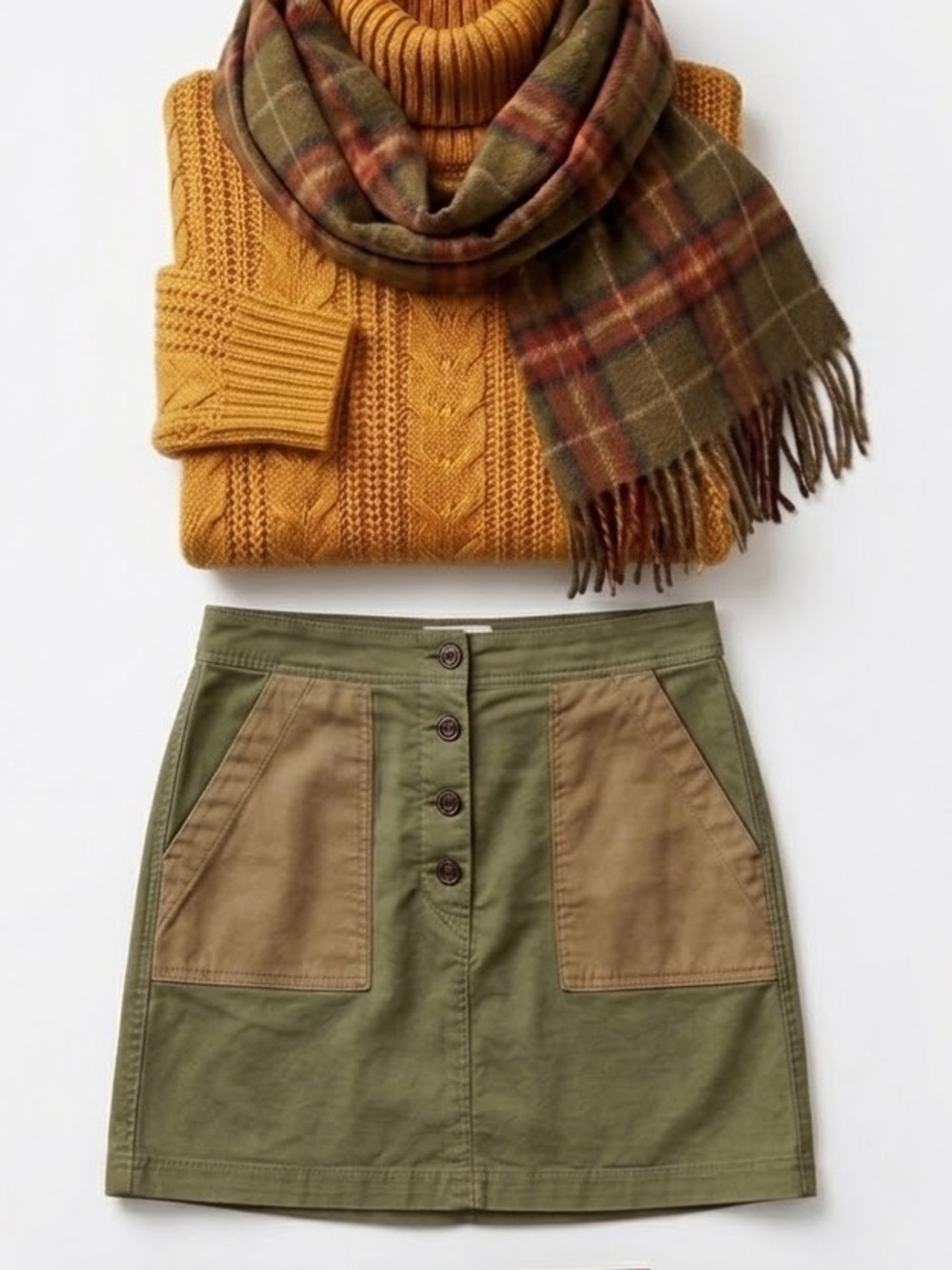 Plus Size Colorblock Button Front Miniskirt